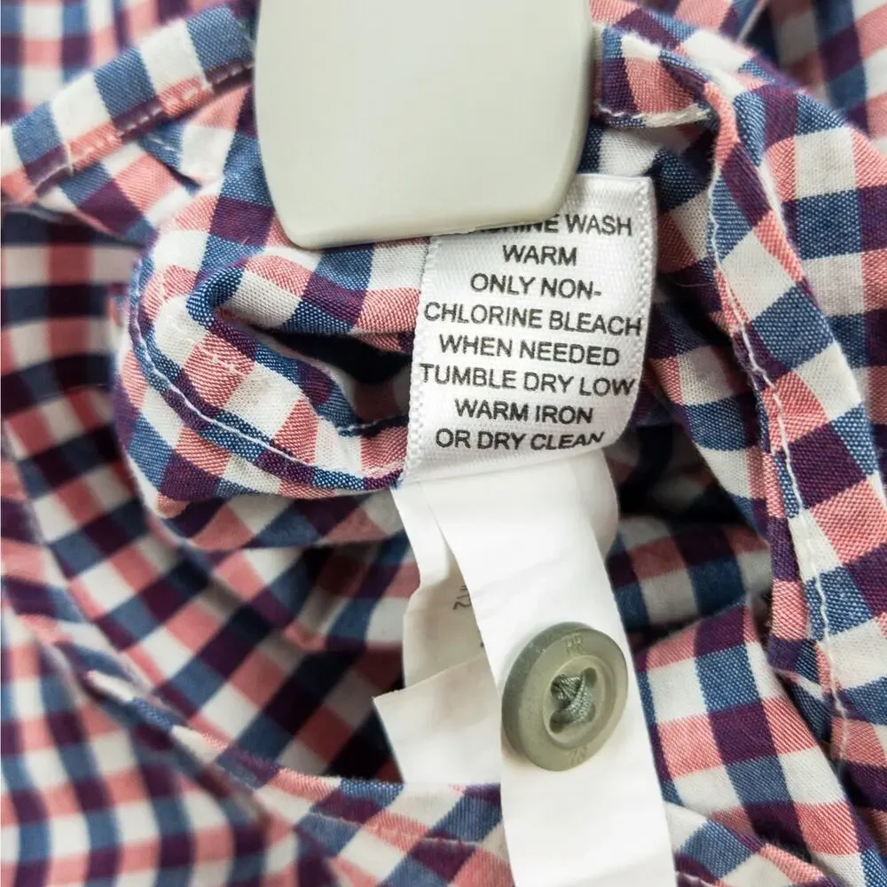 Banana Republic Short Sleeve Button-Up Shirts Men's Large 16 Lot of 2 Check Blue